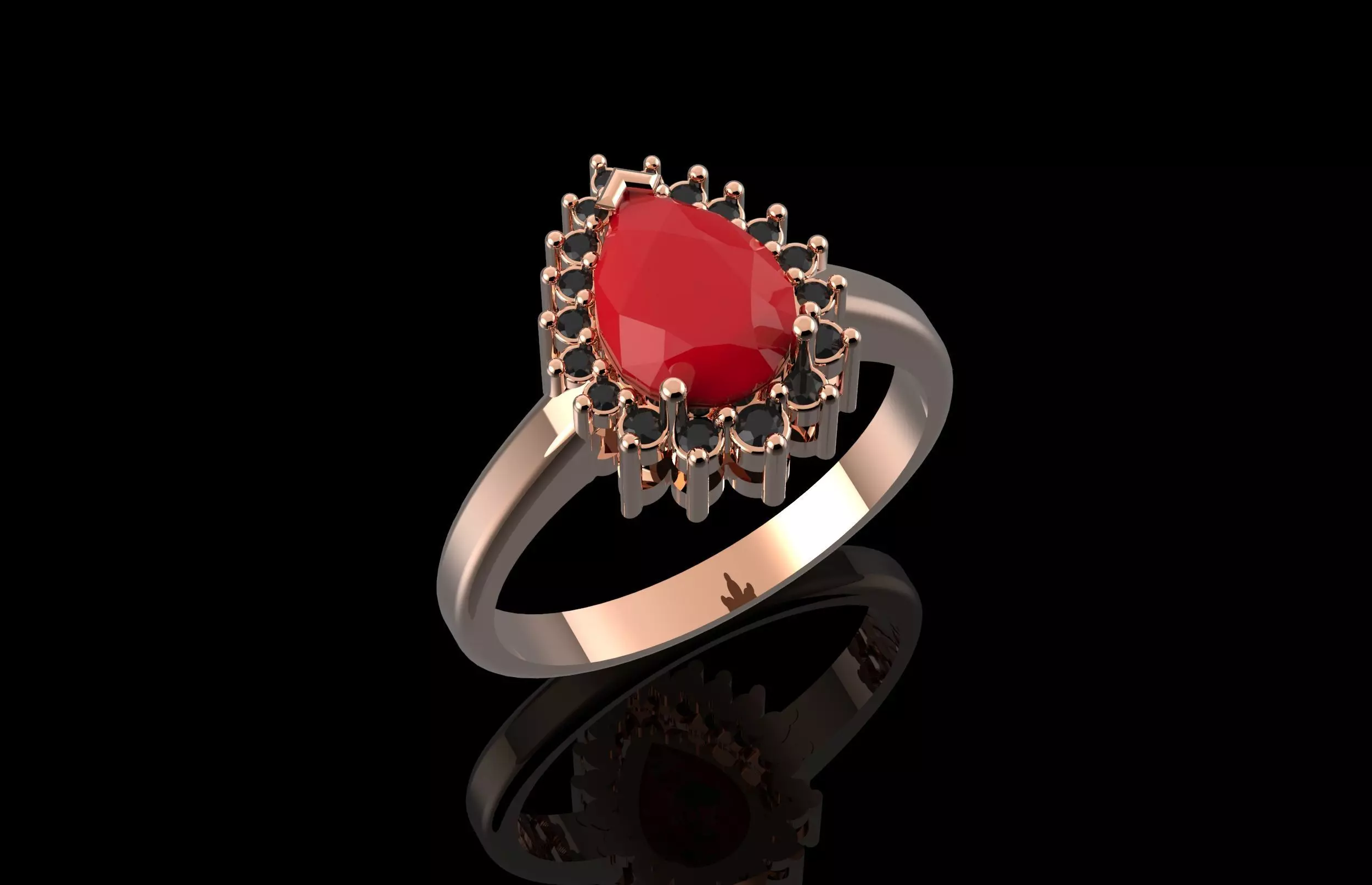 Fashion Ring With Brilliants 3D Print Model 3D print model_0