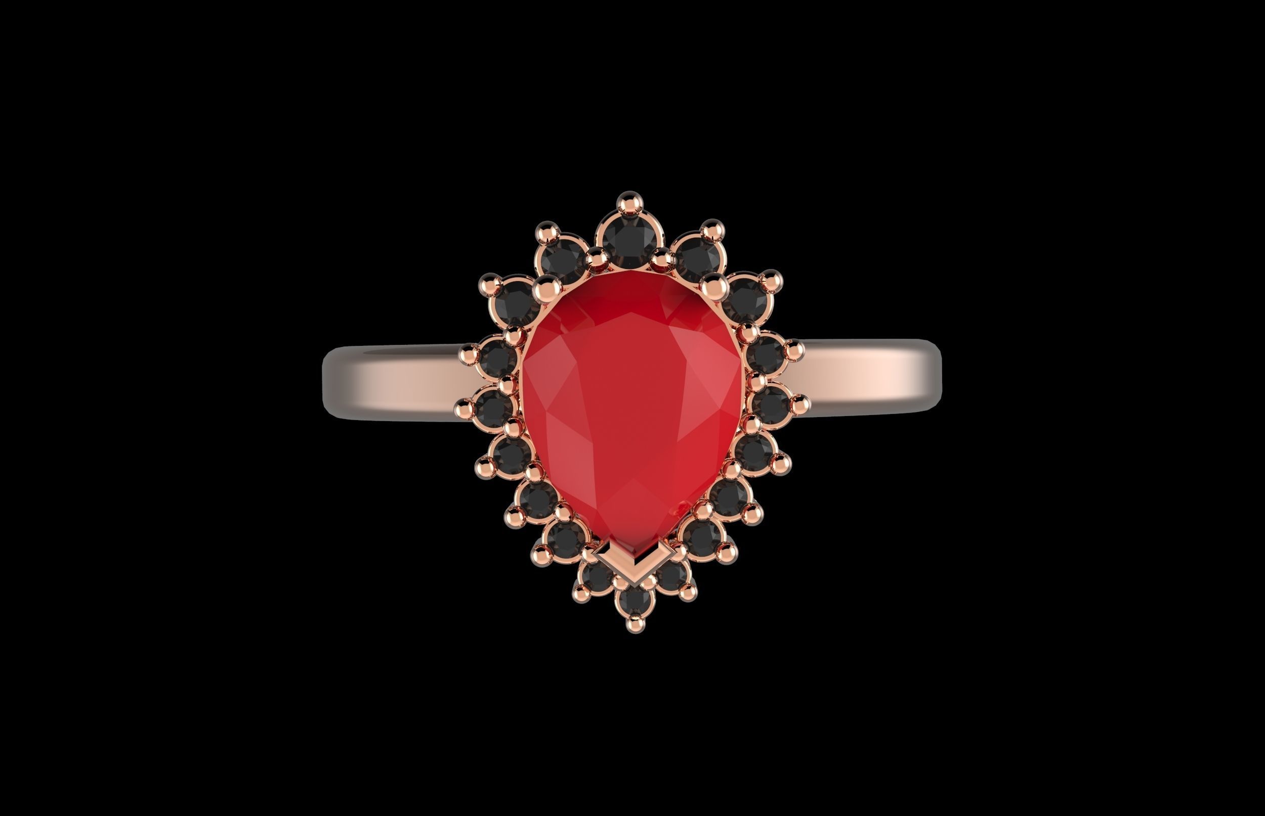 Fashion Ring With Brilliants 3D Print Model 3D print model_5