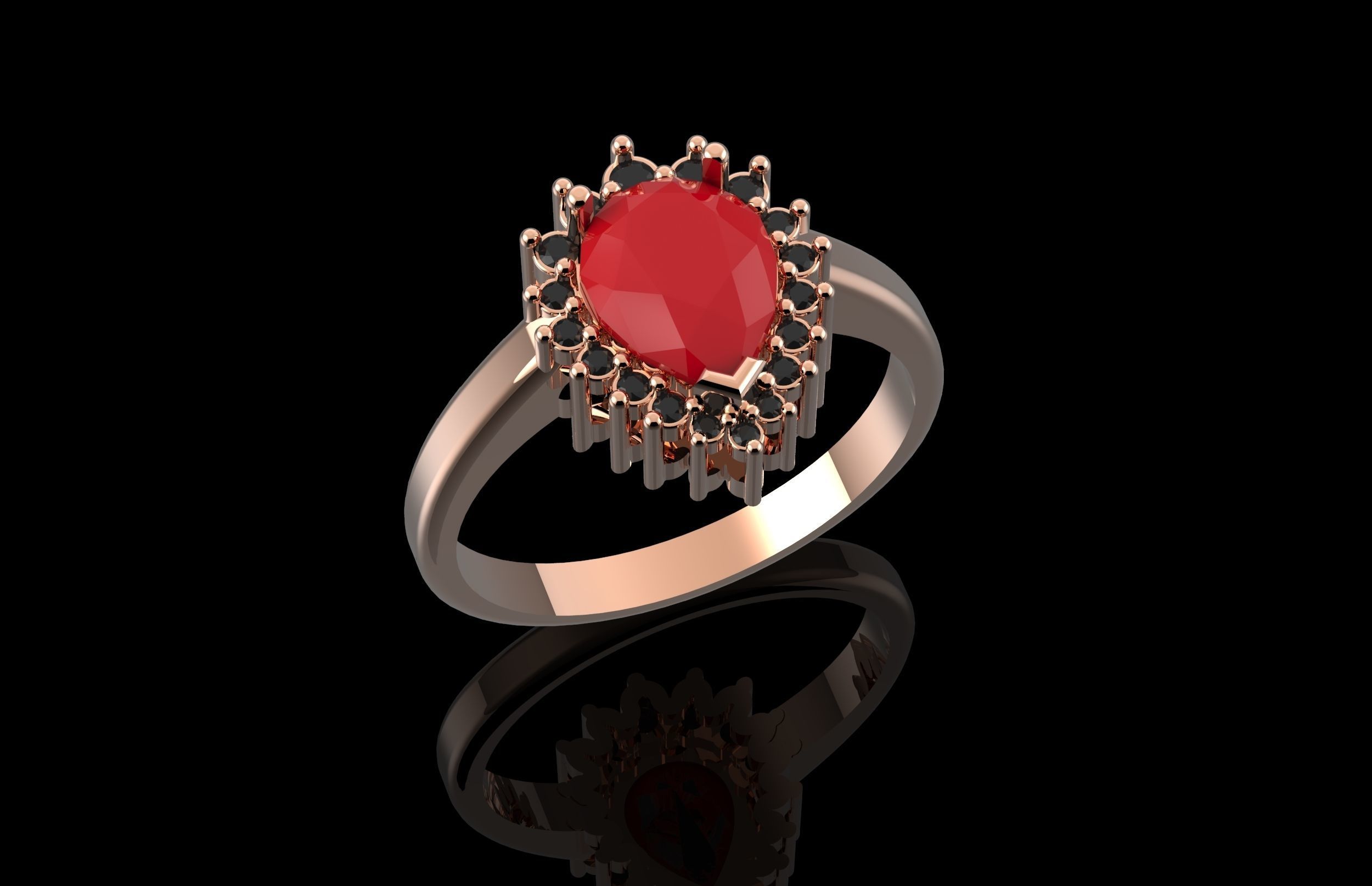 Fashion Ring With Brilliants 3D Print Model 3D print model_2