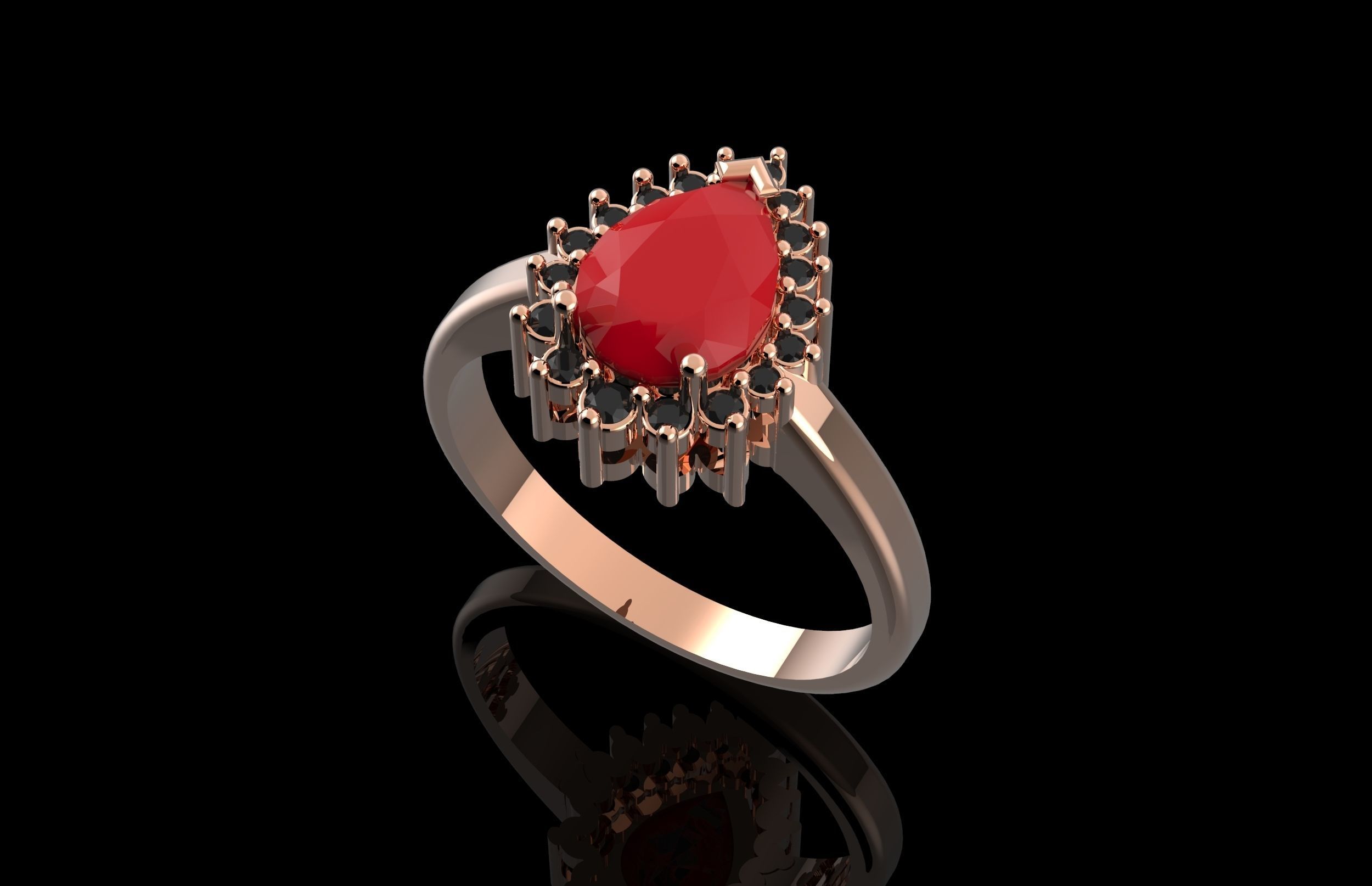 Fashion Ring With Brilliants 3D Print Model 3D print model_1