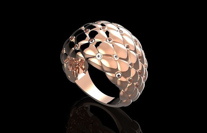 Fashion Cushion Ring With Brilliants 3D Print Model 3D print model