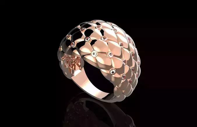 Fashion Cushion Ring With Brilliants 3D Print Model