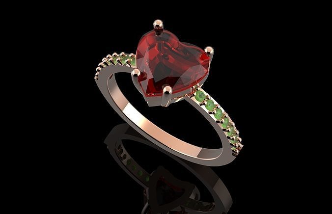  Fashion Heart Ring With Brilliants 3D Print Model 3D print model