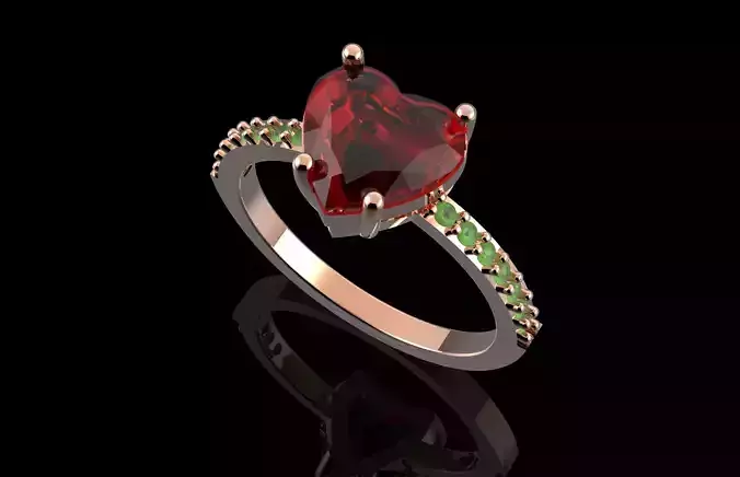  Fashion Heart Ring With Brilliants 3D Print Model