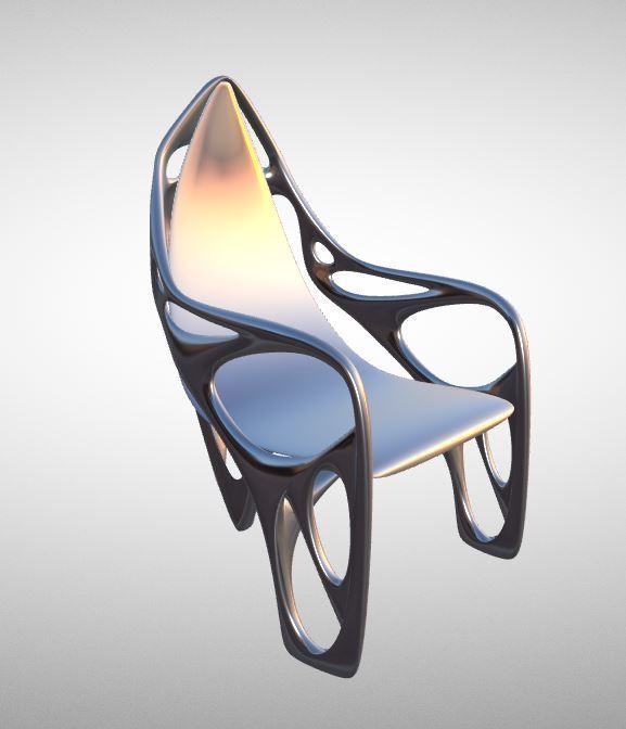 Ebone Inox Steel Chair 3D Model Low-poly 3D model_7