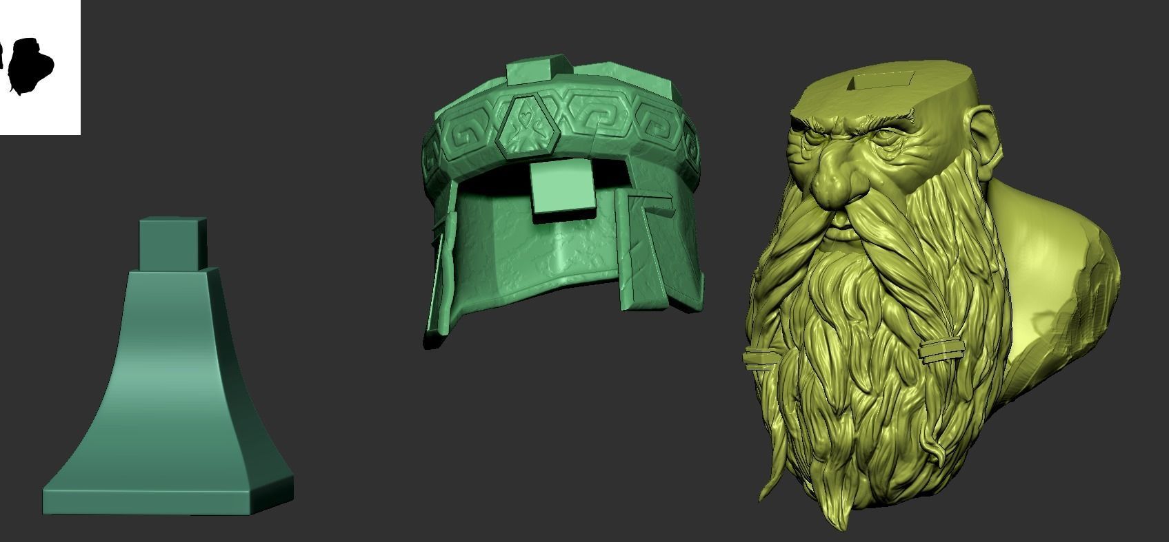 Dwarf Bust Statue 3D print model_2