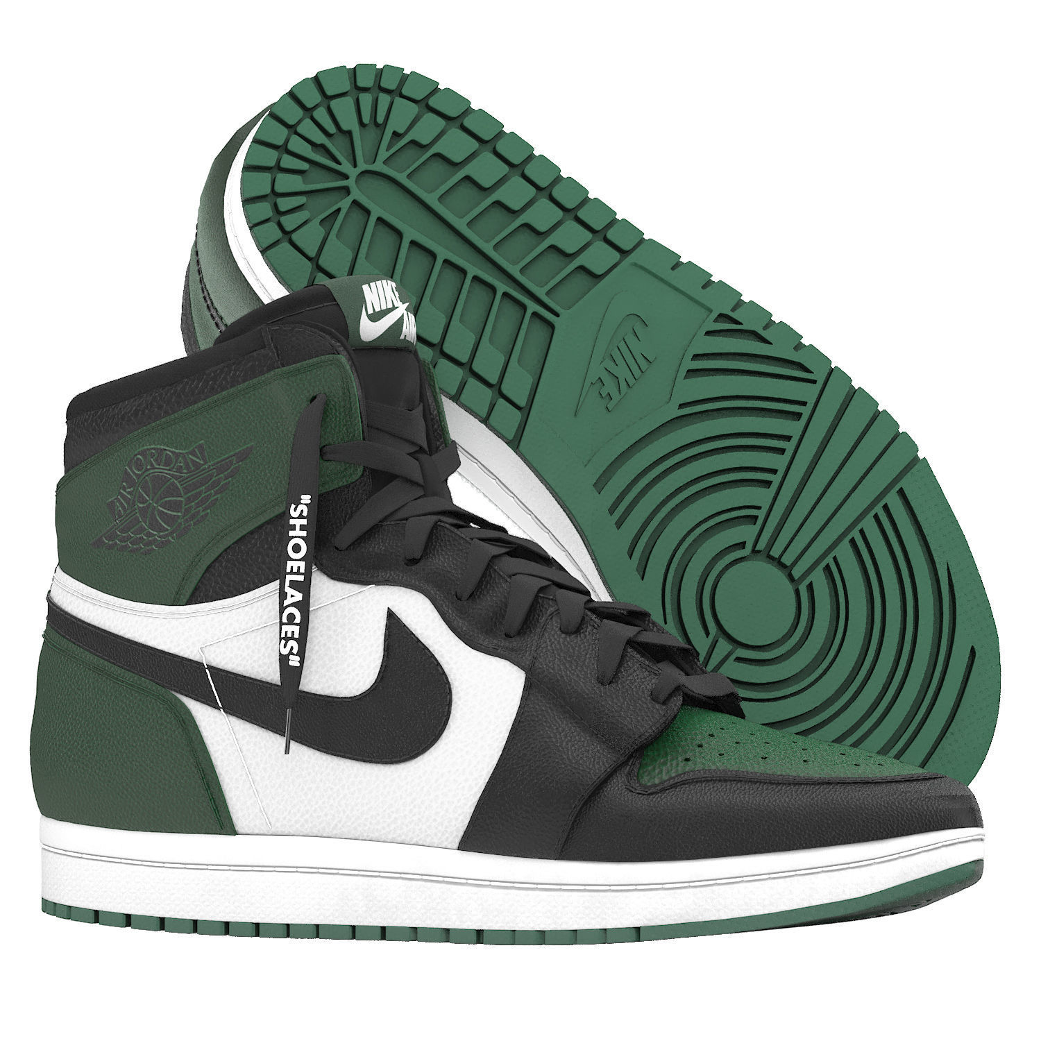 air jordan 1 retro high pine green 3D model_3