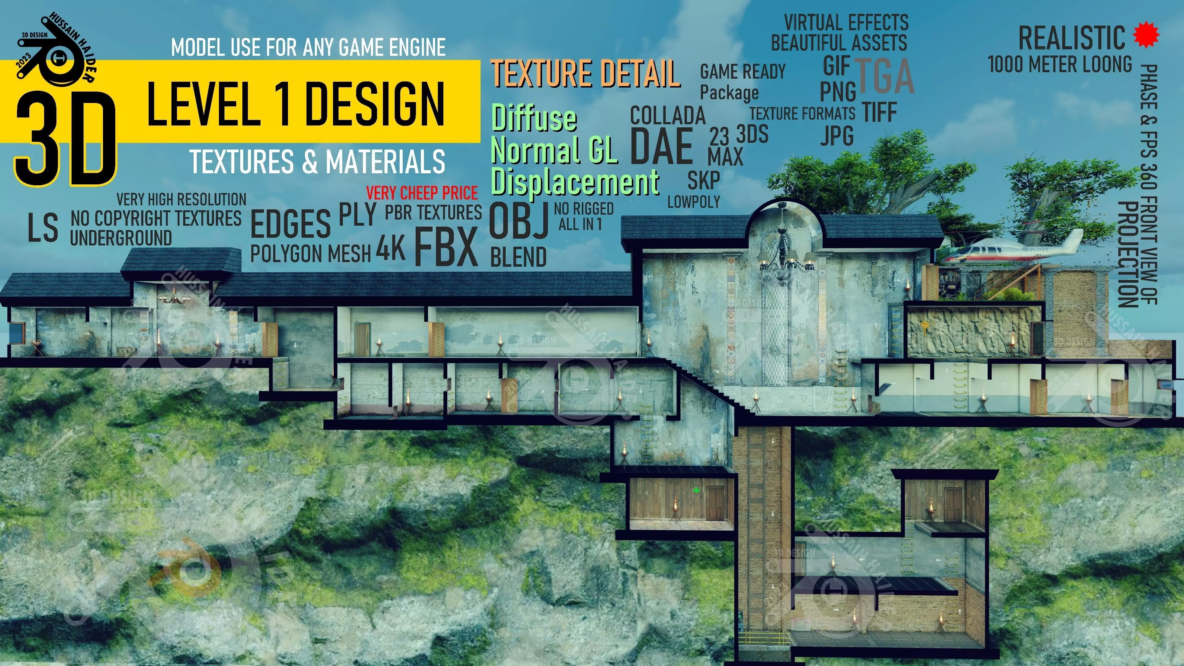 Level Design Low-poly 3D model_0