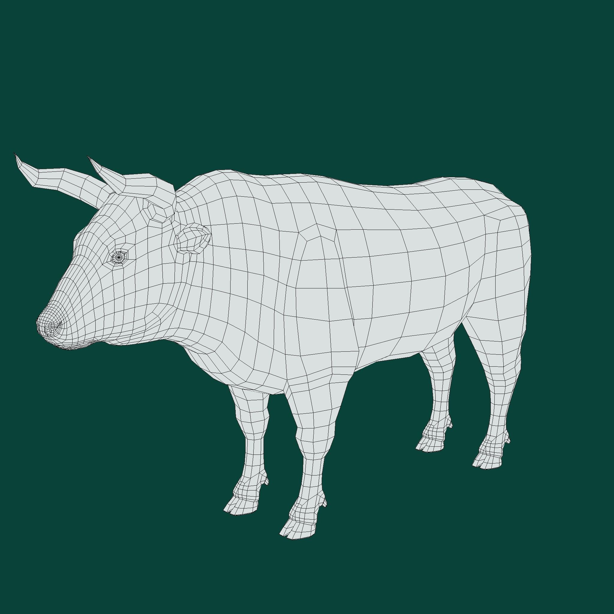 Spanish Bull Cattle Animal Low-poly 3D model_11