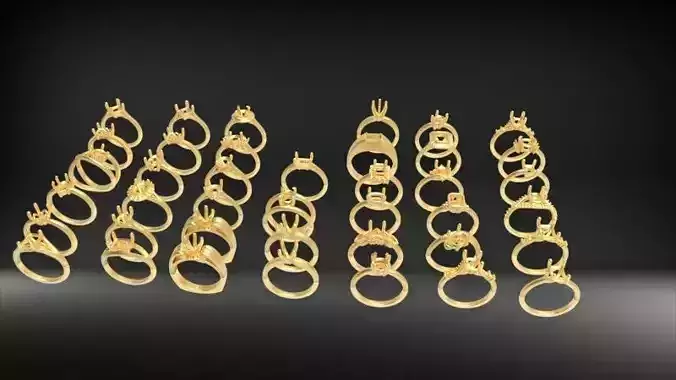 Various Shanks Rings Jewelry findings Ladies Dia Rings 3D print model