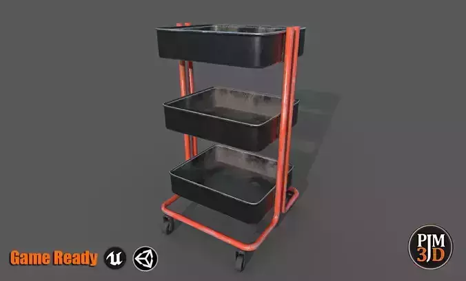 Tool trolley Version 1 Low-poly 3D model