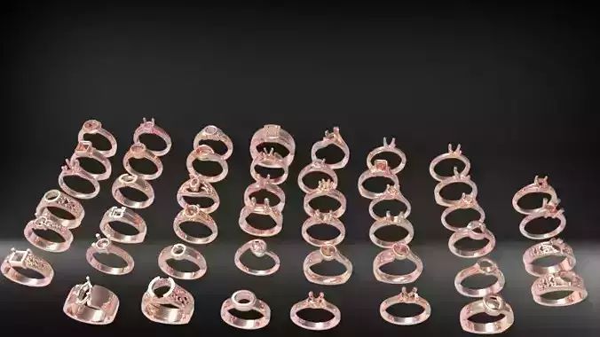Various Shanks Rings Jewelry findings Ladies Dia Rings  3D print model