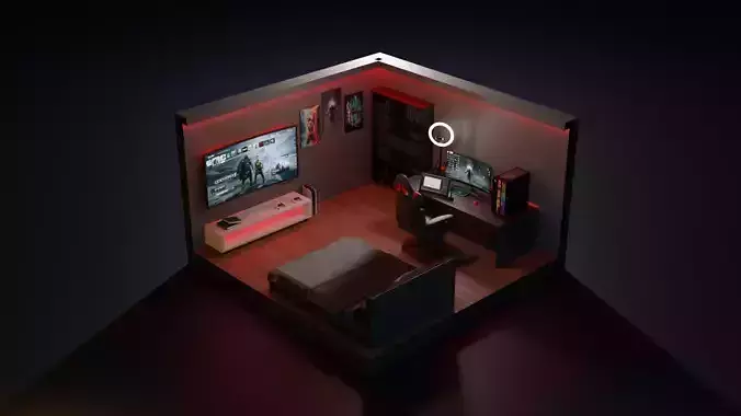 Isometric gaming room