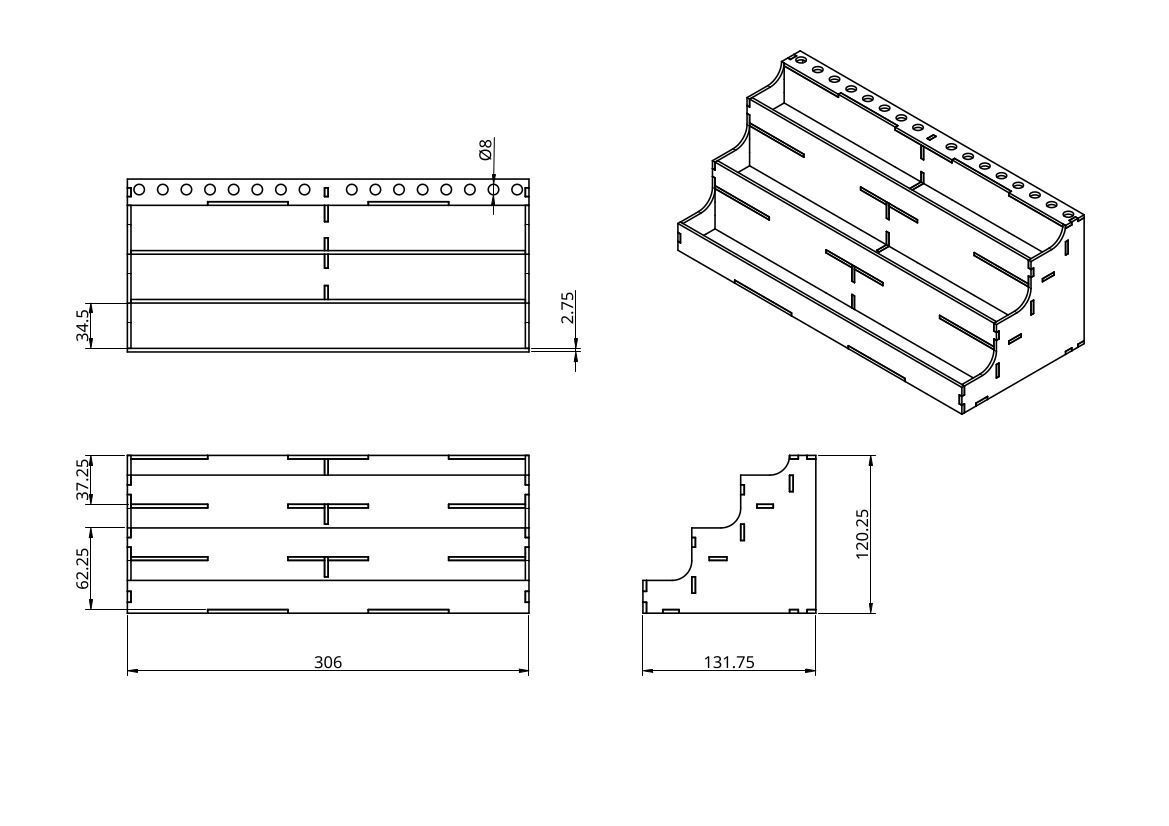 Laser Cut Paint Rack 3D print model_2