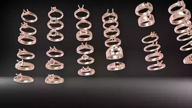 Various wedding dia Rings Jewelry findings Ladies men  3D print model