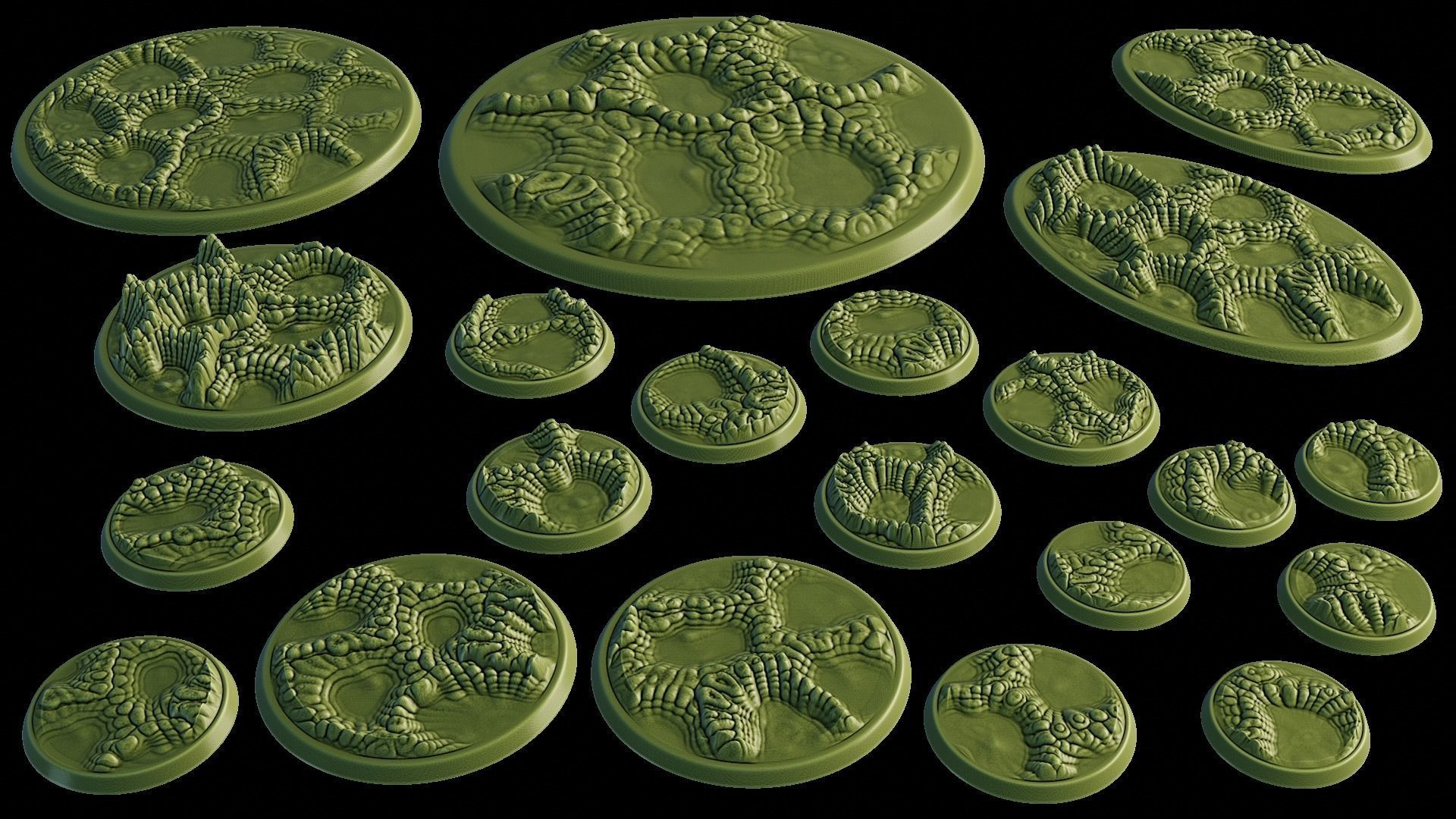 Alien World Miniature bases 3D print model_4
