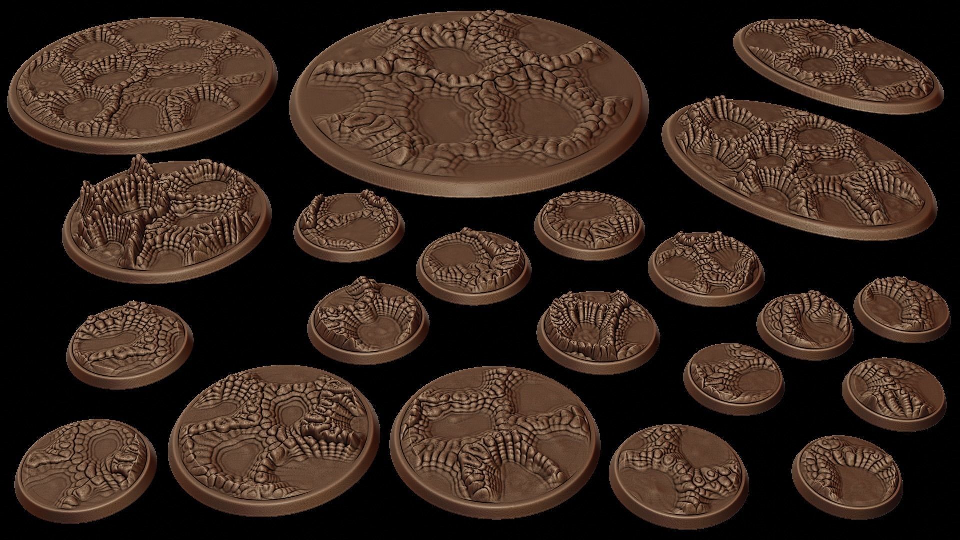 Alien World Miniature bases 3D print model_3