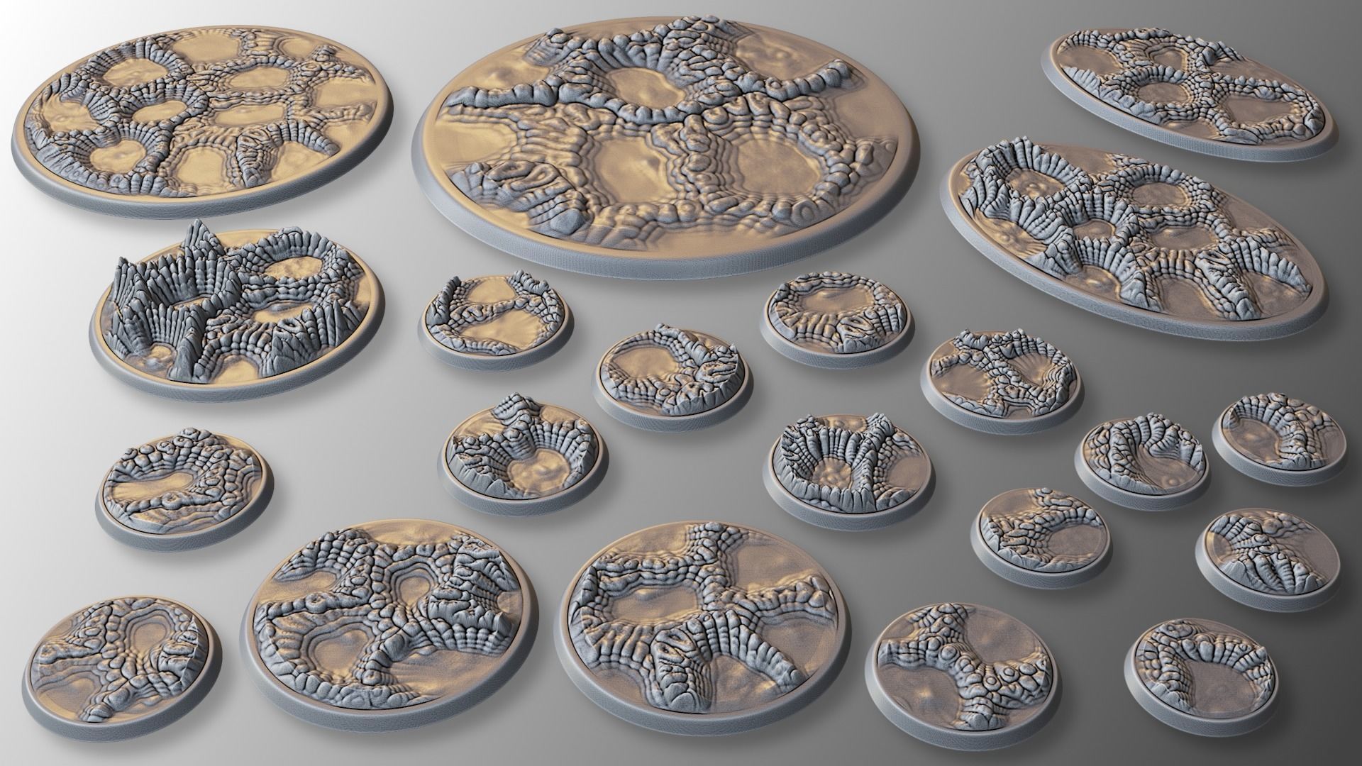 Alien World Miniature bases 3D print model_5