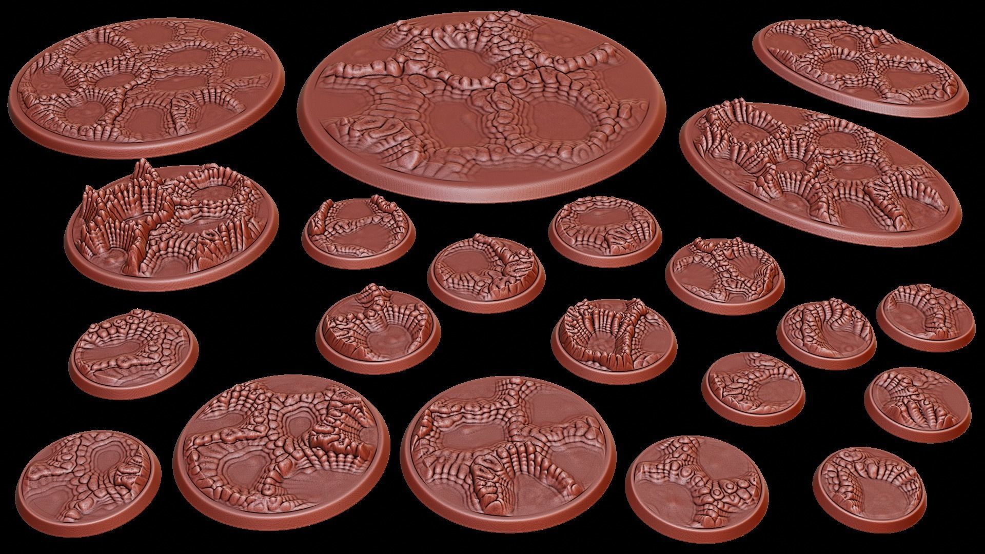 Alien World Miniature bases 3D print model_2