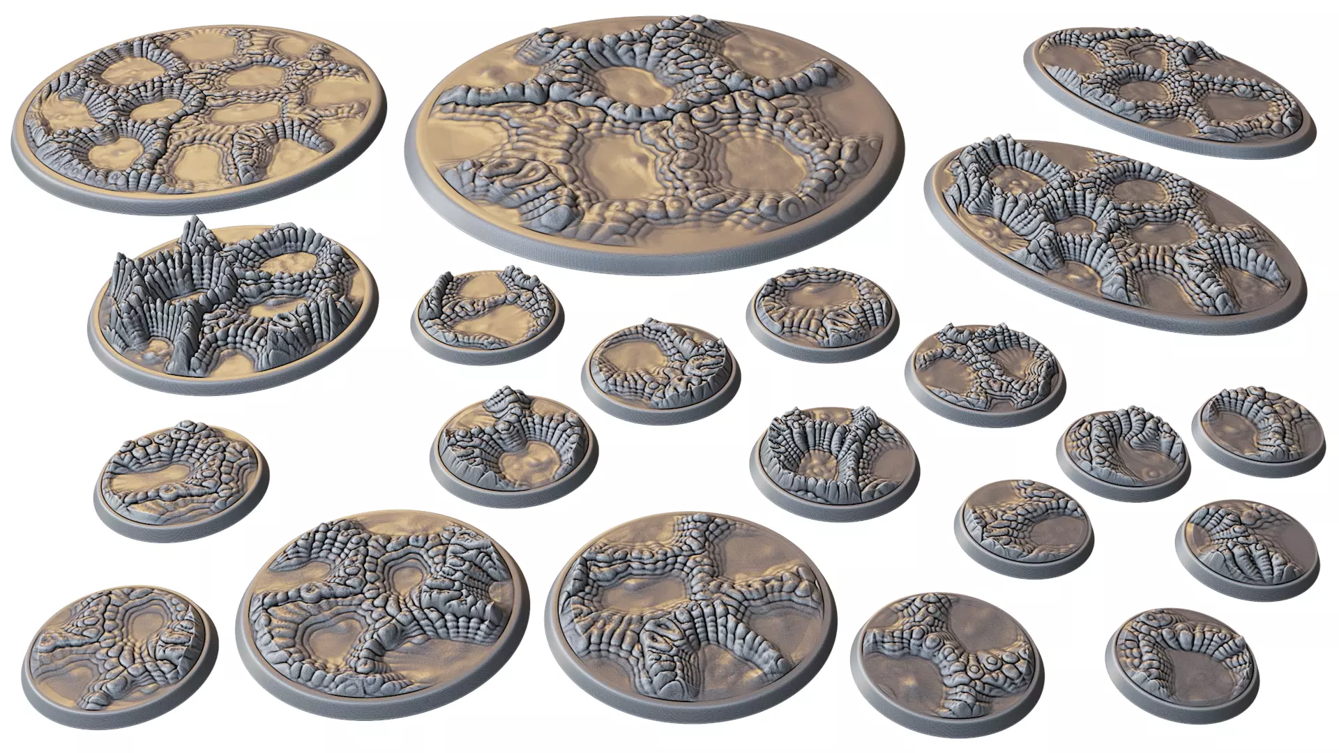 Alien World Miniature bases 3D print model_0