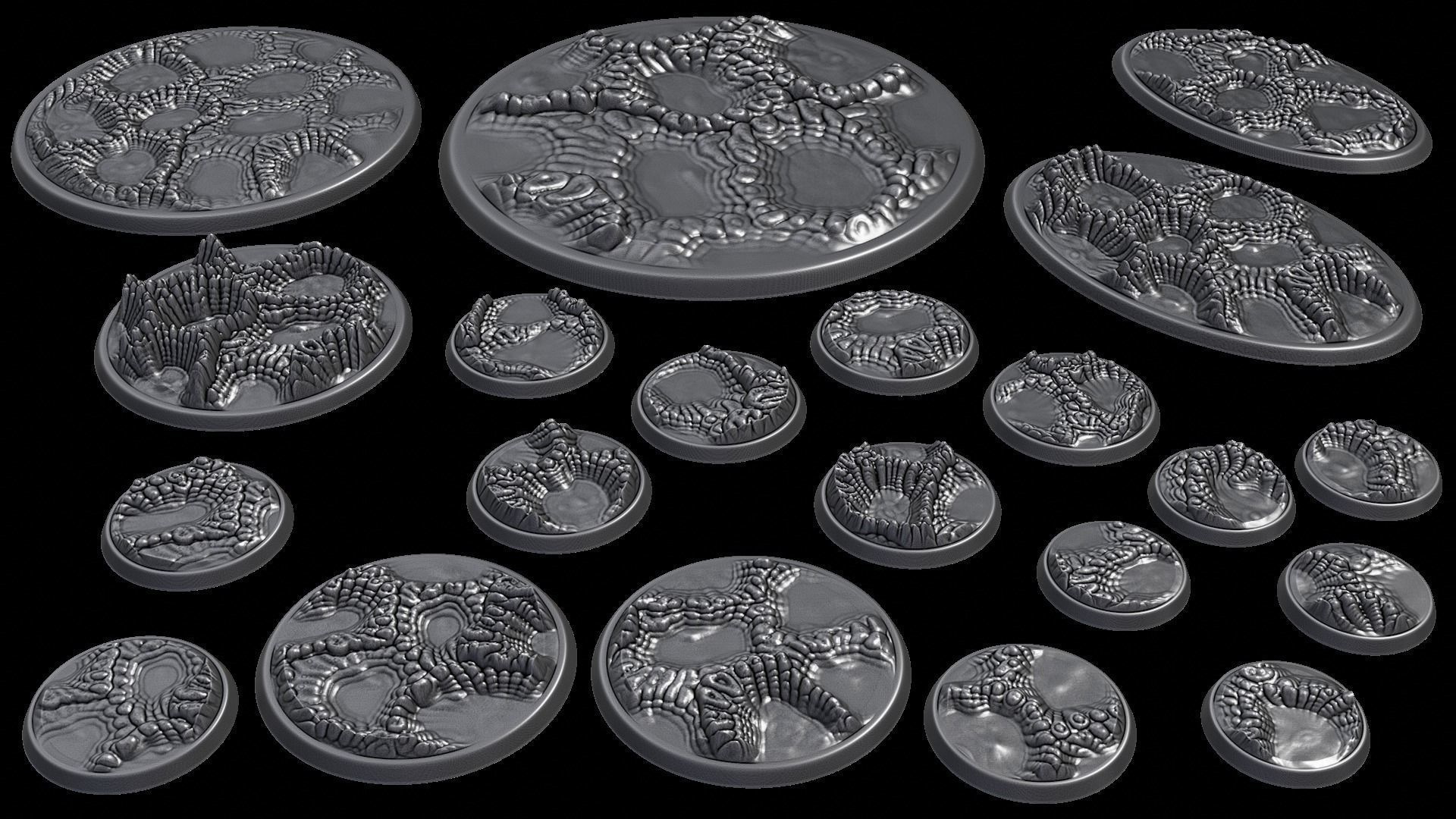 Alien World Miniature bases 3D print model_1