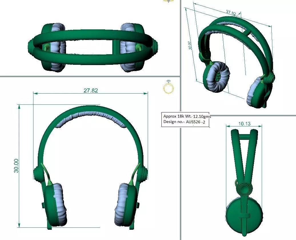 headphone pendent 3D print model_0