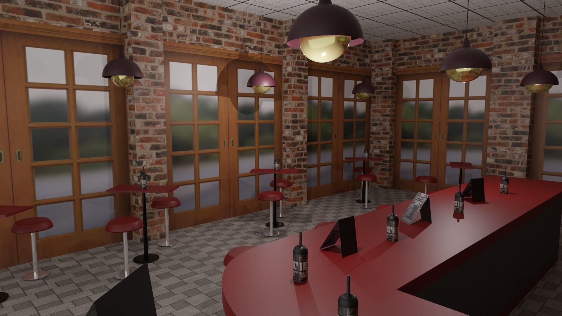  Bar Cafe Restaurant Pub  Low-poly 3D model_4
