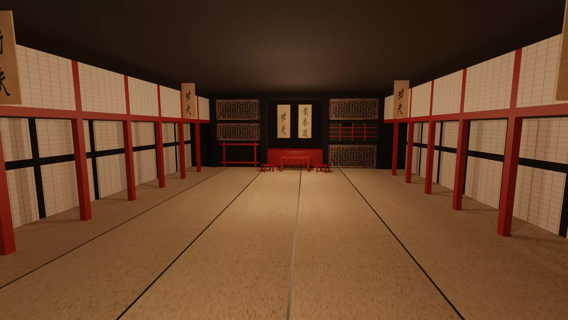 Kung Fu Hall Low-poly 3D model