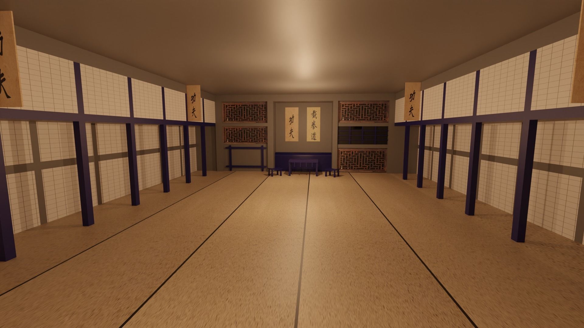 Karate Hall Low-poly 3D model_1