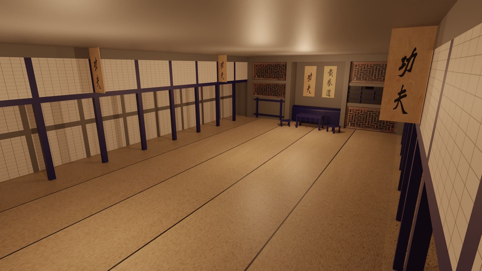 Karate Hall Low-poly 3D model_5