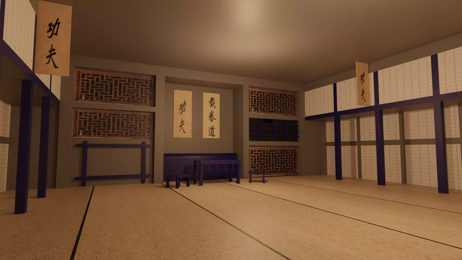 Karate Hall Low-poly 3D model_0