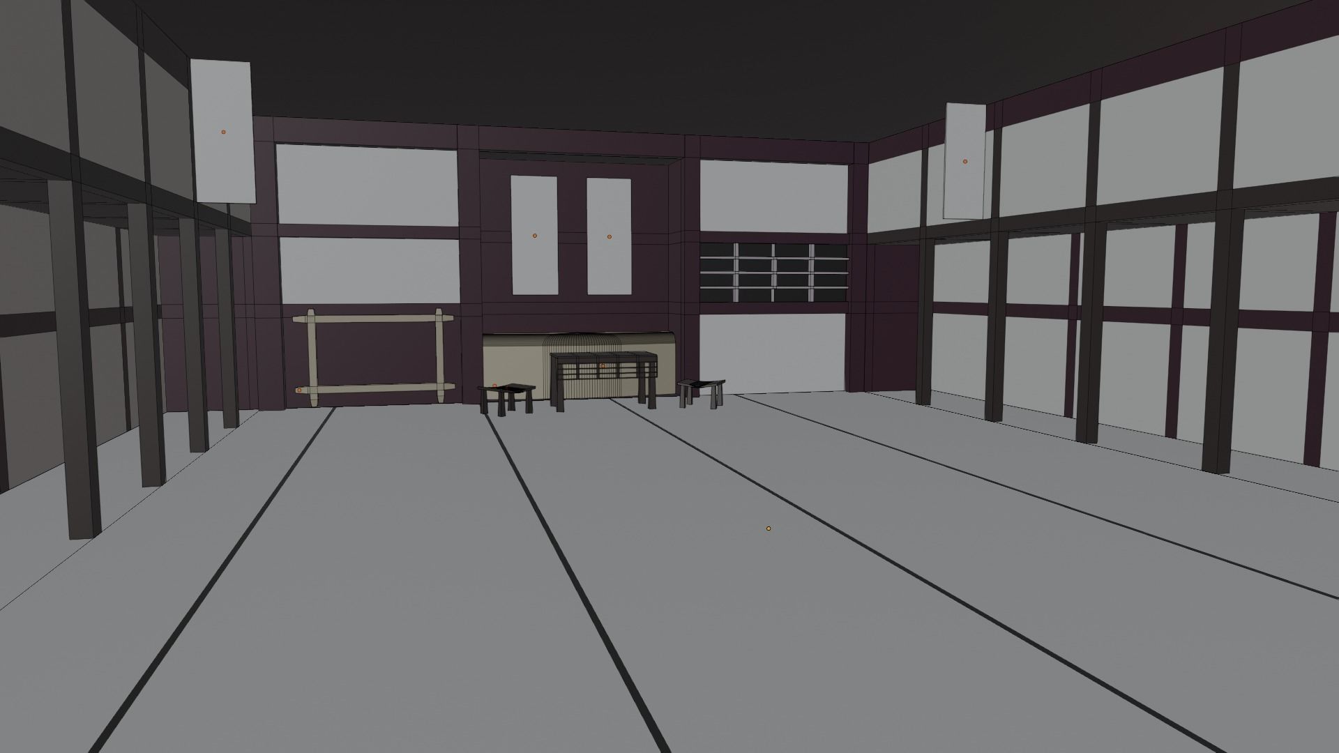 Karate Hall Low-poly 3D model_8
