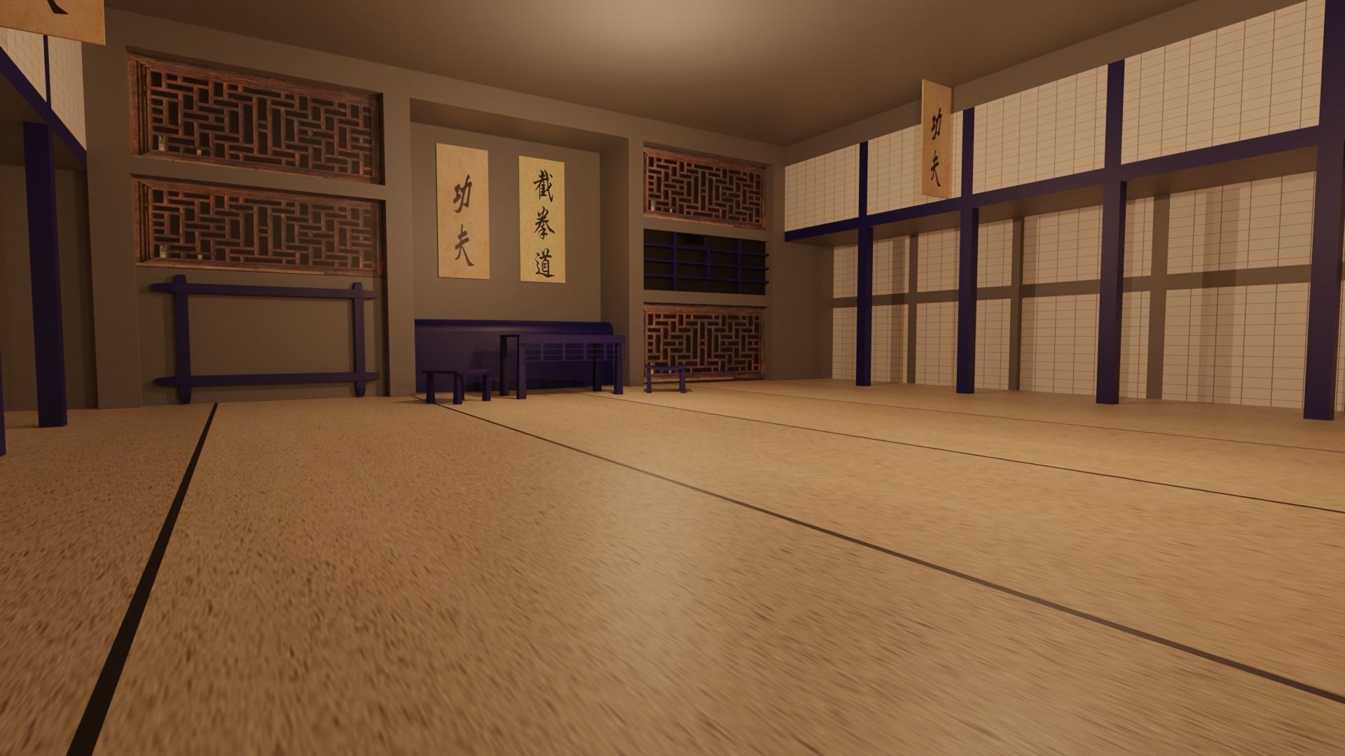 Karate Hall Low-poly 3D model_4