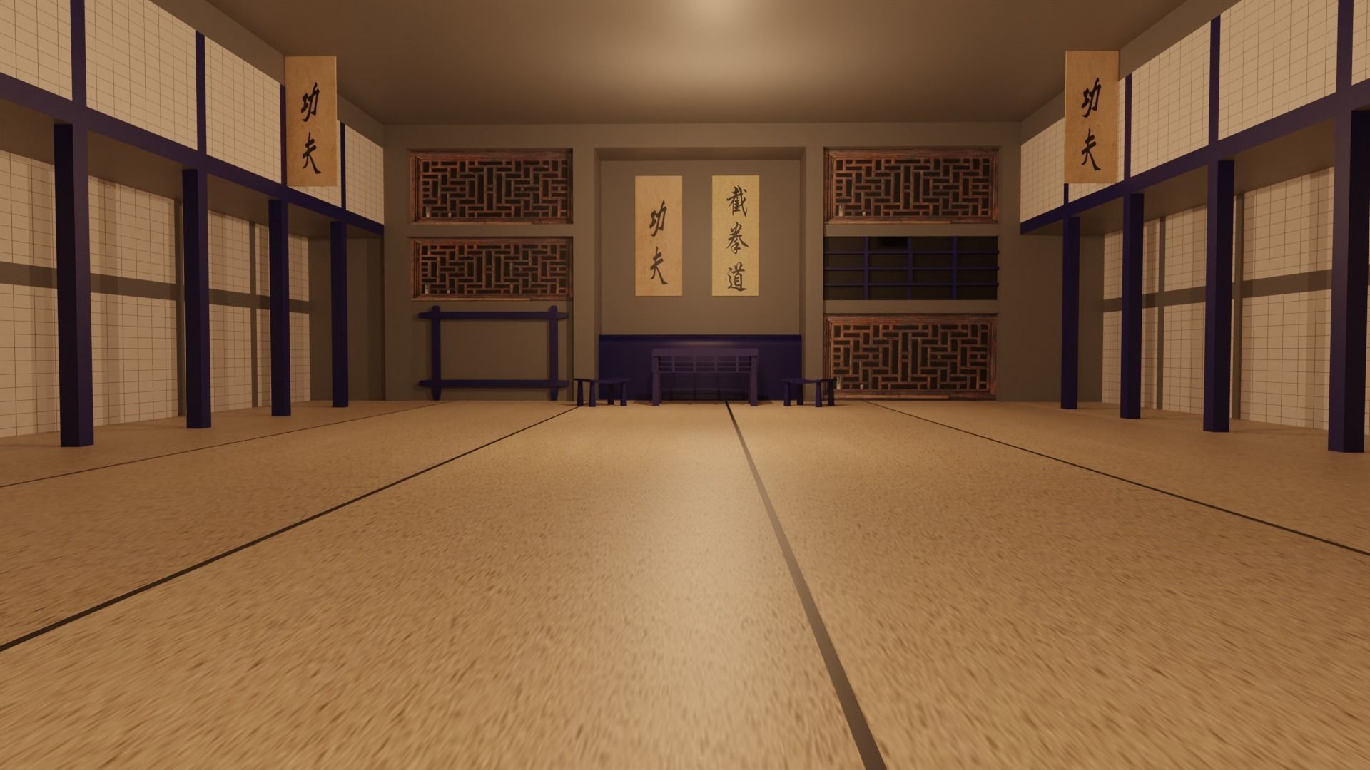 Karate Hall Low-poly 3D model_3