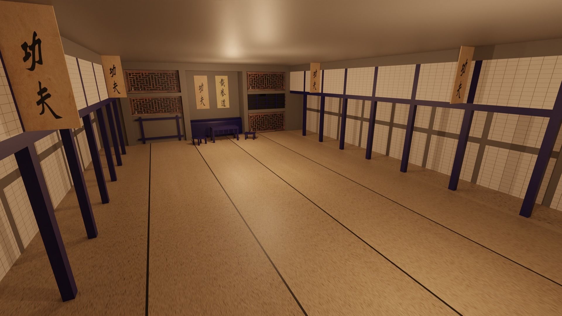 Karate Hall Low-poly 3D model_6