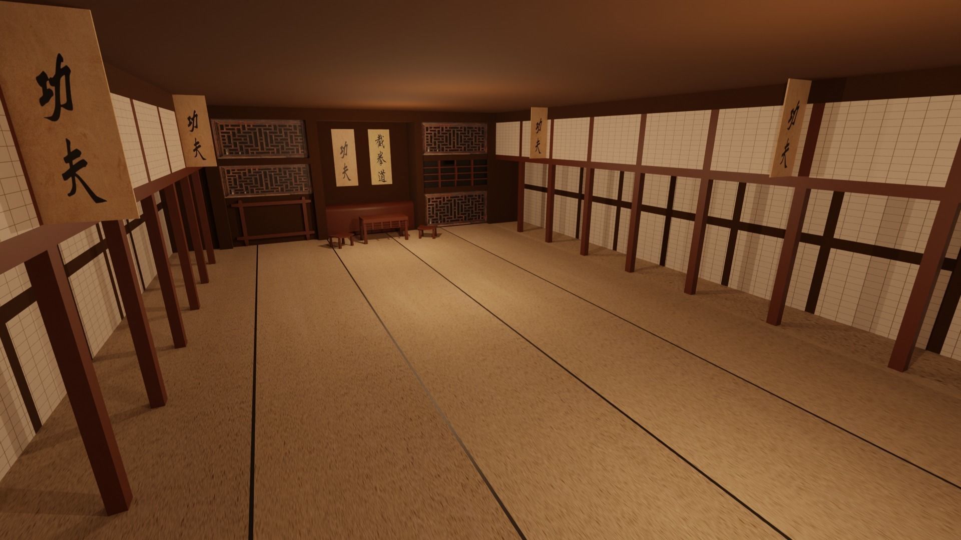 Kung-Fu Hall Low-poly 3D model_6