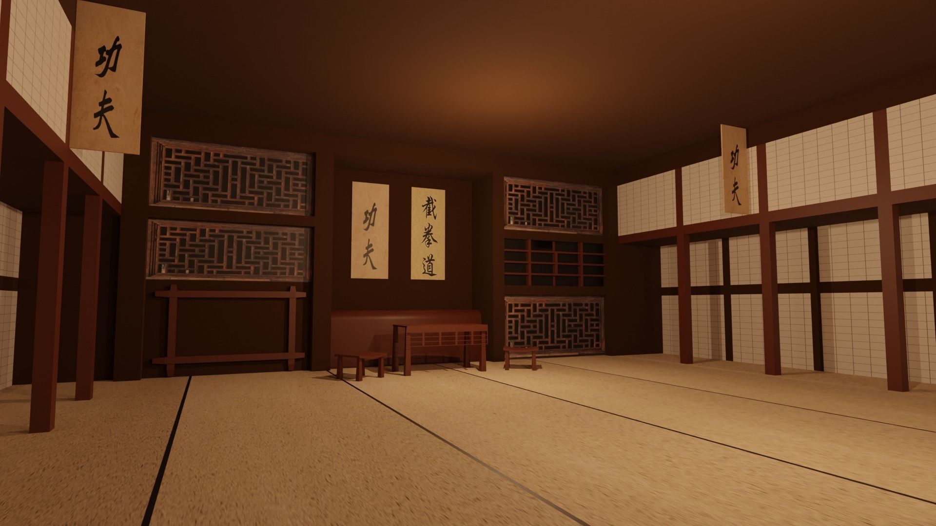 Kung-Fu Hall Low-poly 3D model_2