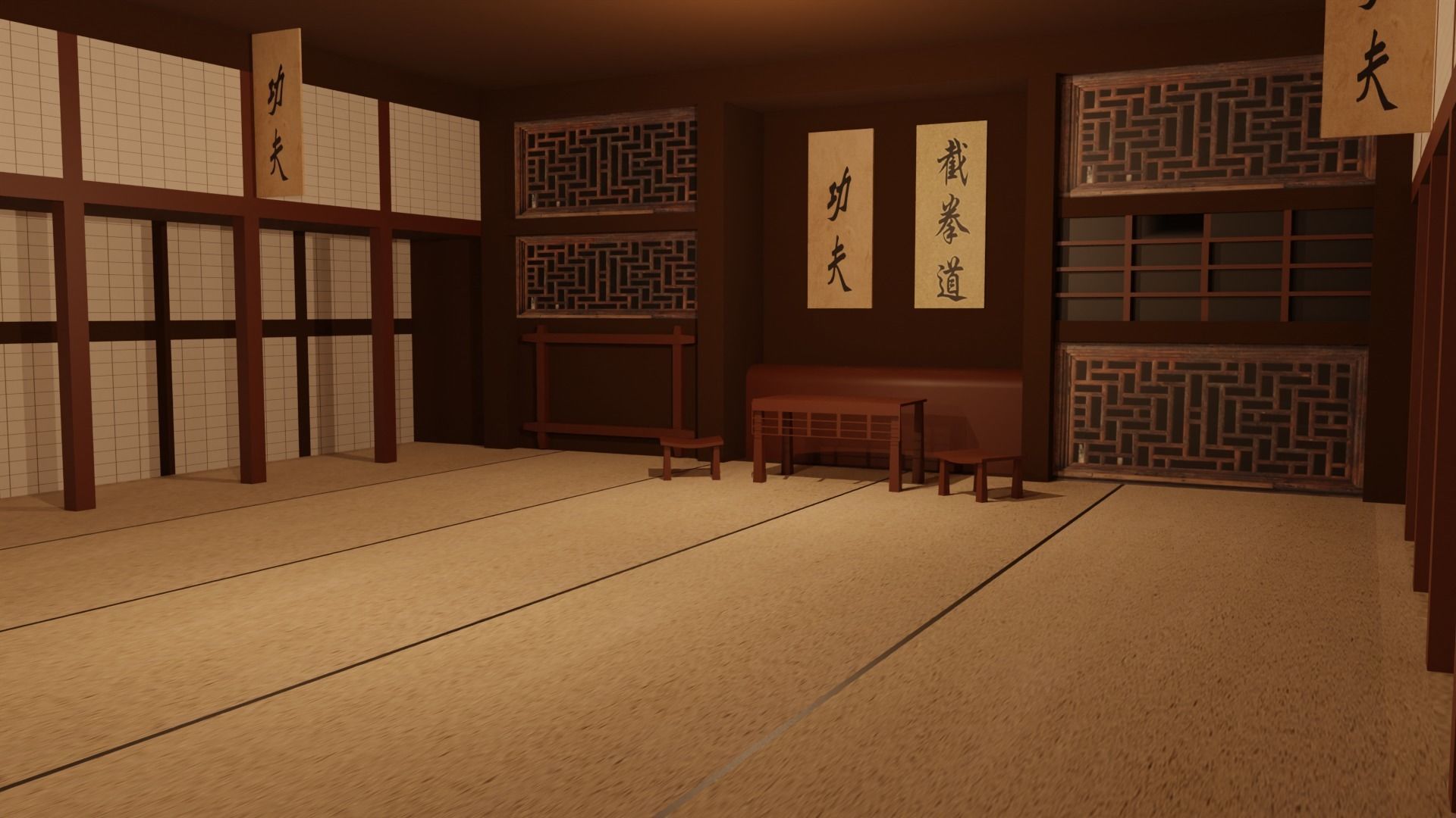 Kung-Fu Hall Low-poly 3D model_3