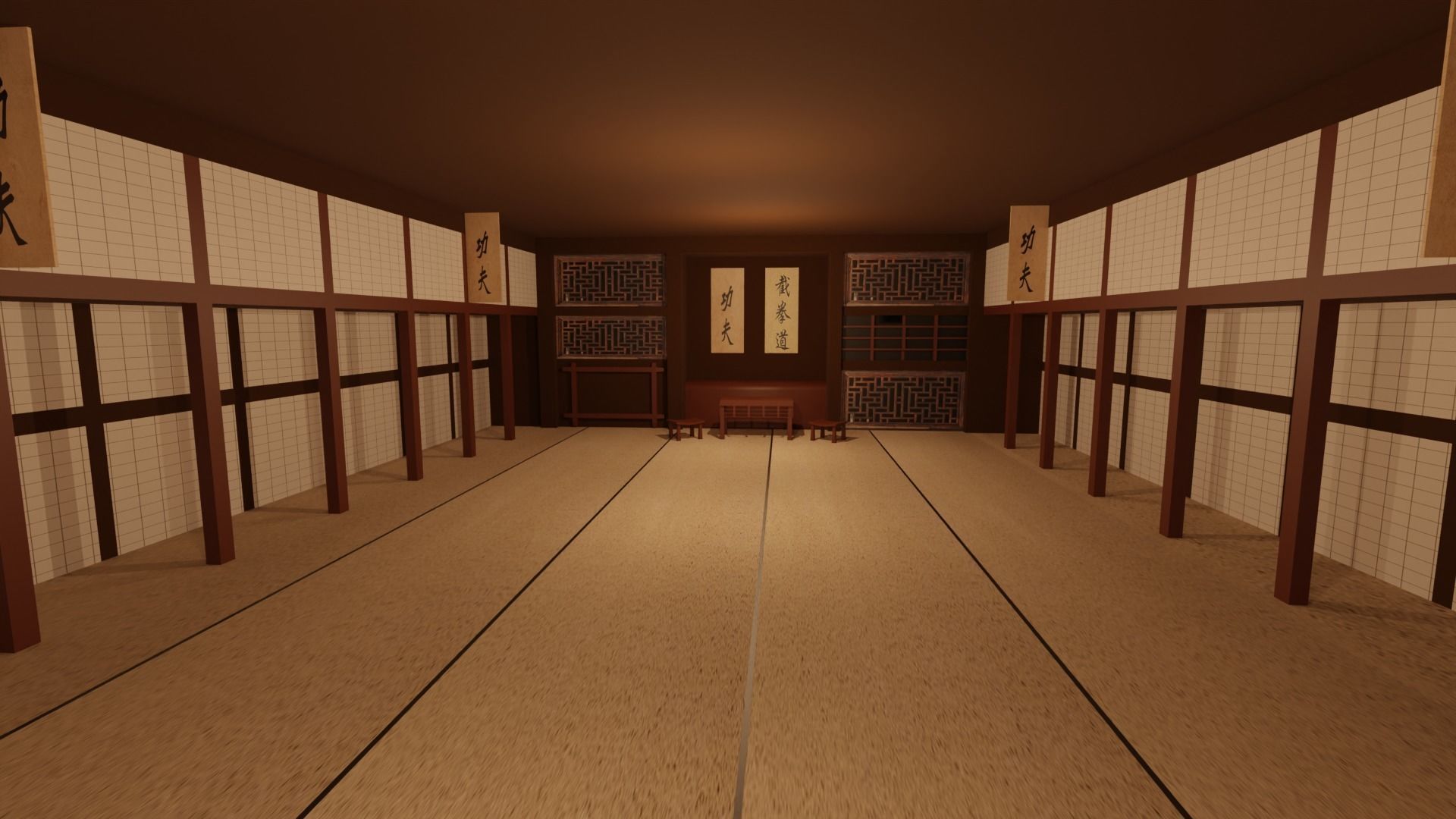 Kung-Fu Hall Low-poly 3D model_1