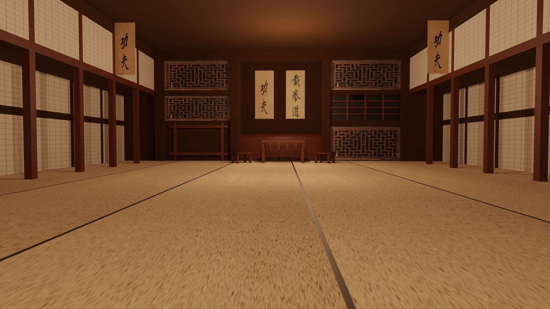 Kung-Fu Hall Low-poly 3D model_4