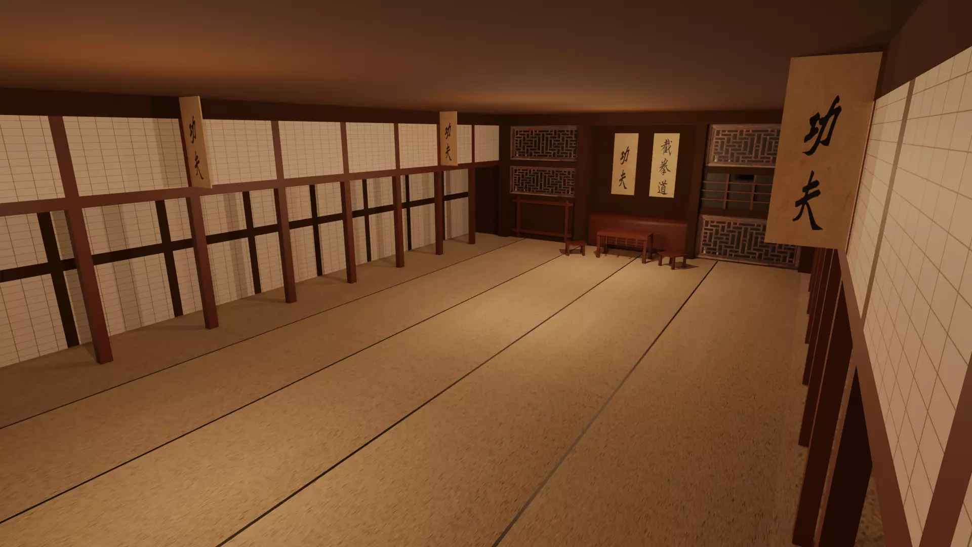Kung-Fu Hall Low-poly 3D model_0