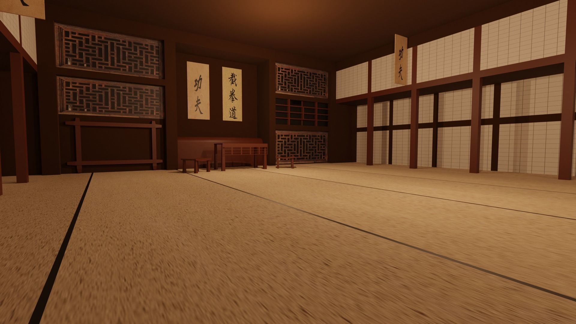 Kung-Fu Hall Low-poly 3D model_5