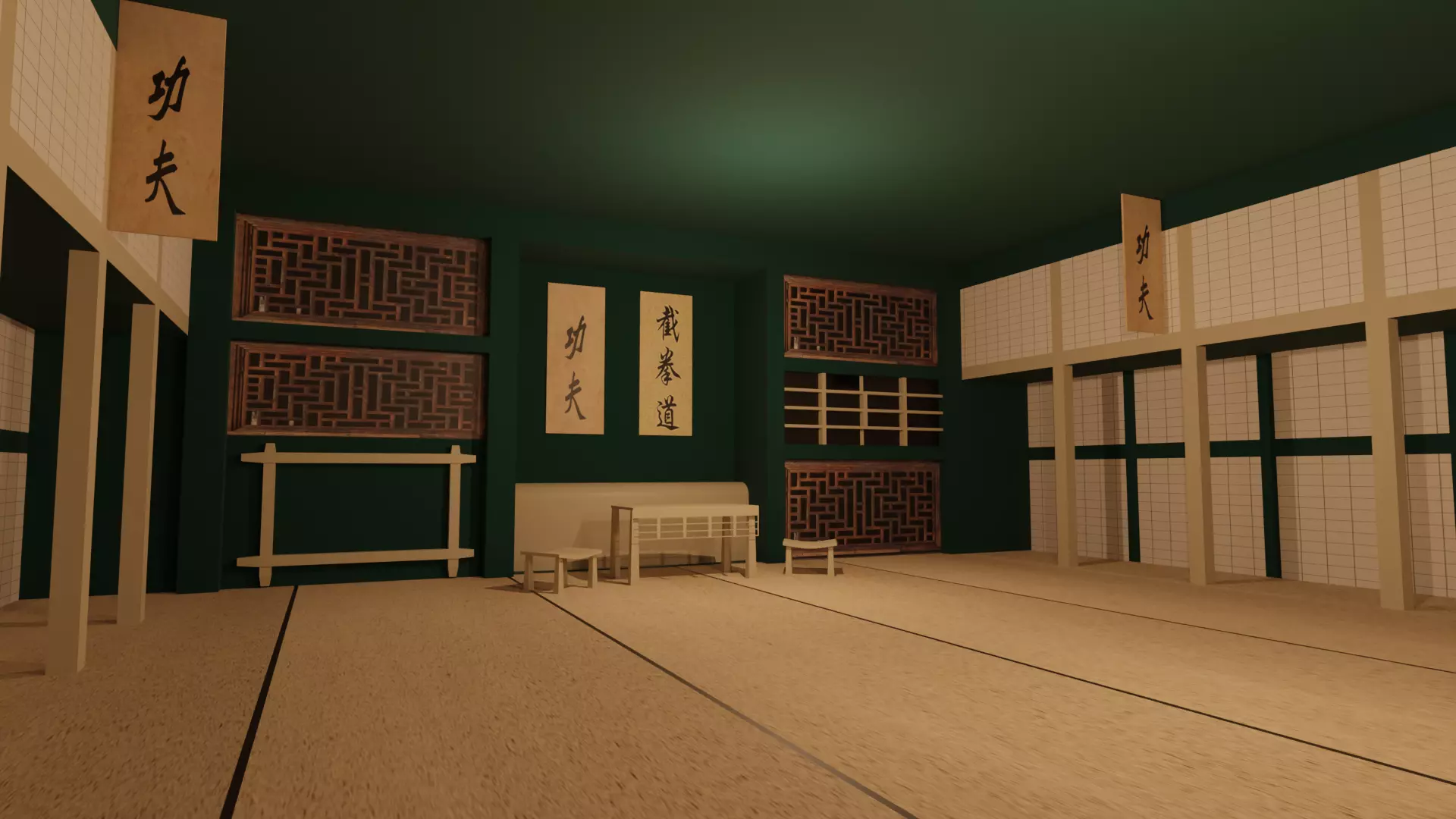 Kung-Fu Hall Low-poly 3D model_0
