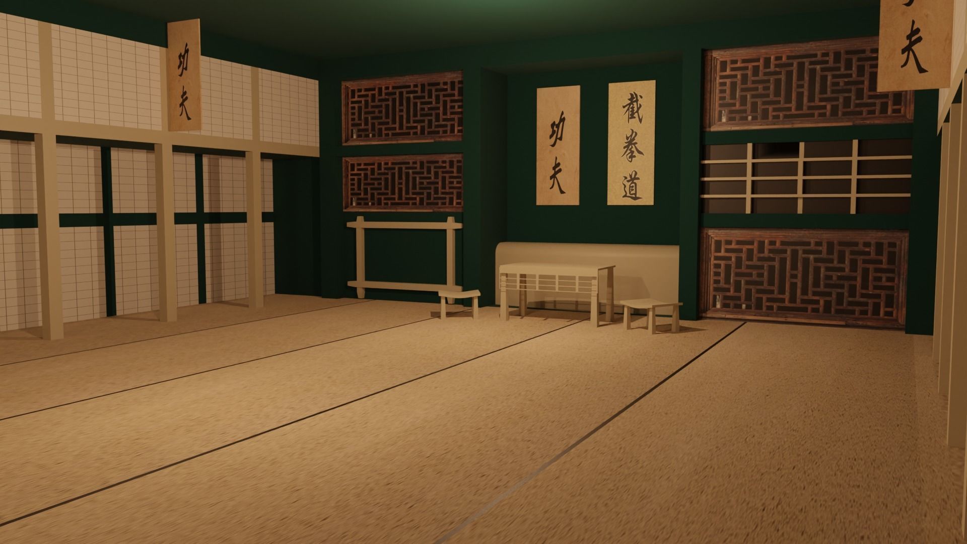 Kung-Fu Hall Low-poly 3D model_2