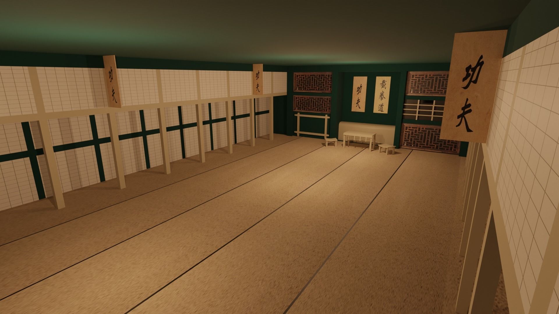 Kung-Fu Hall Low-poly 3D model_5