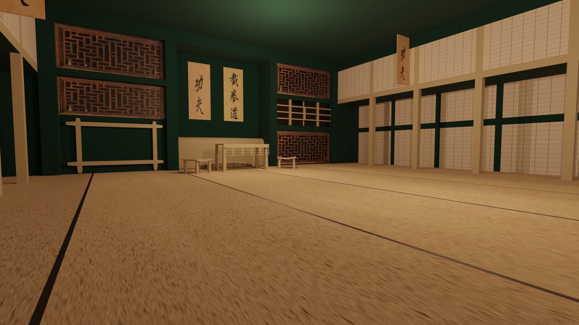 Kung-Fu Hall Low-poly 3D model_4