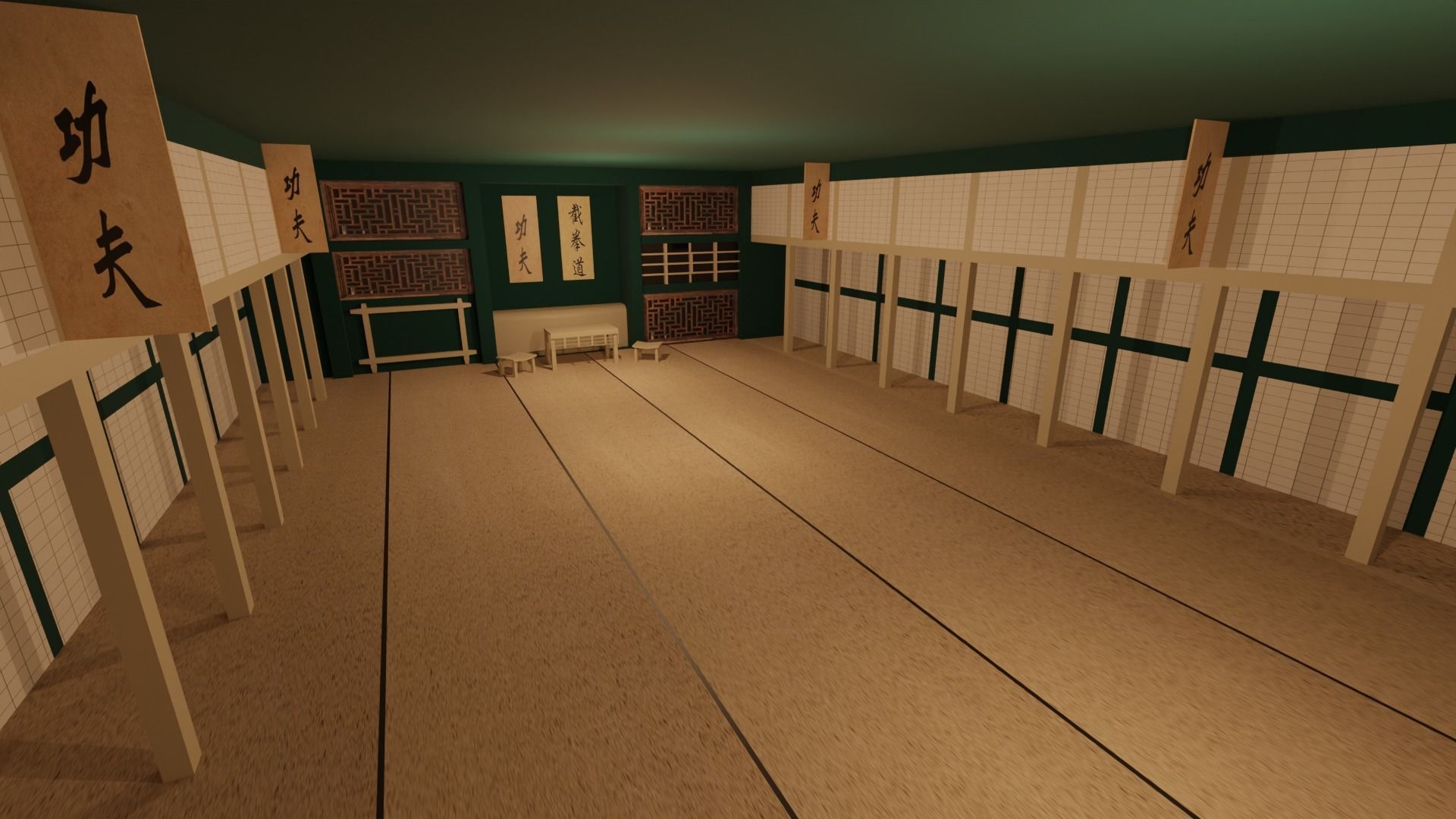 Kung-Fu Hall Low-poly 3D model_6