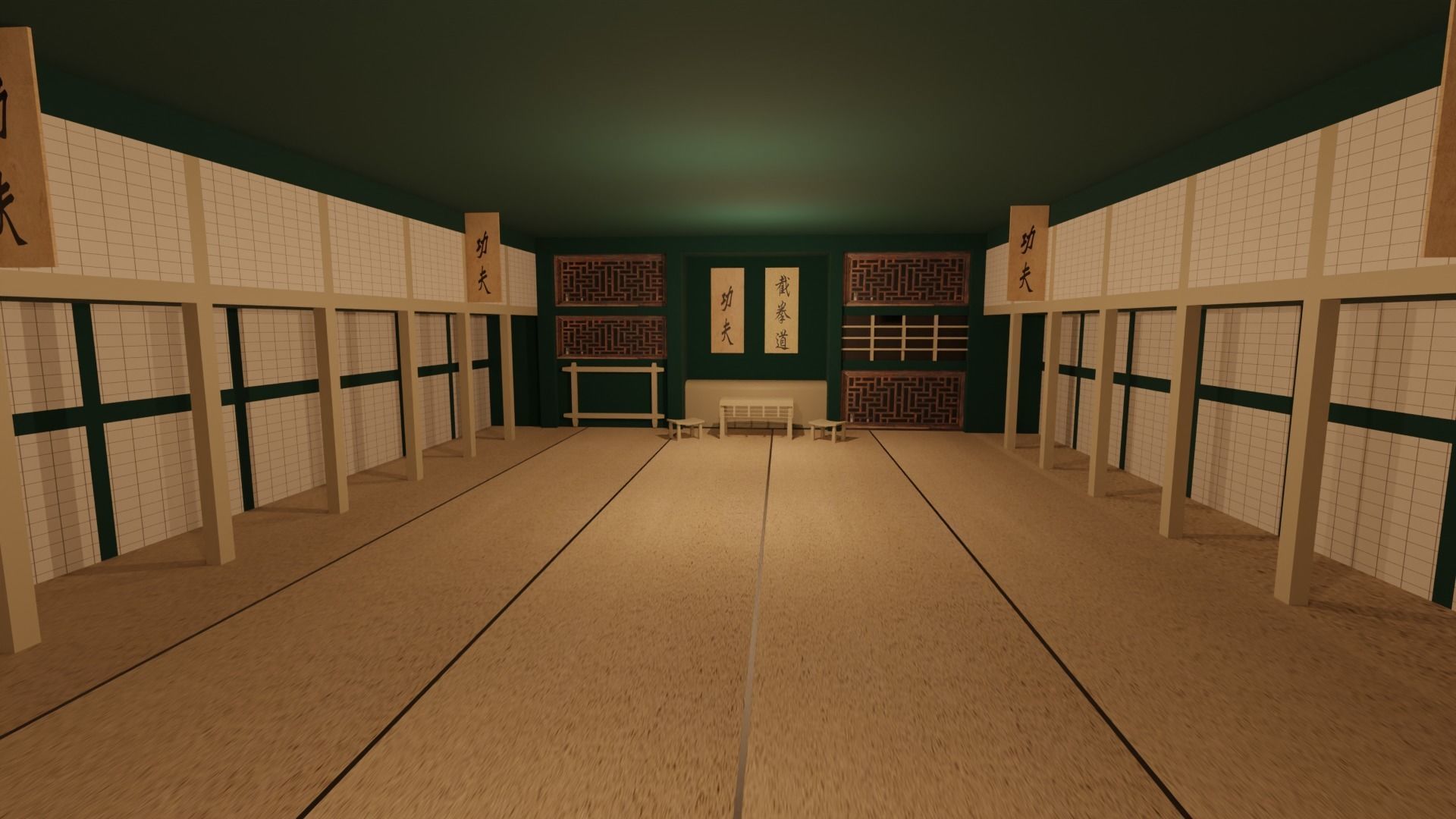 Kung-Fu Hall Low-poly 3D model_1