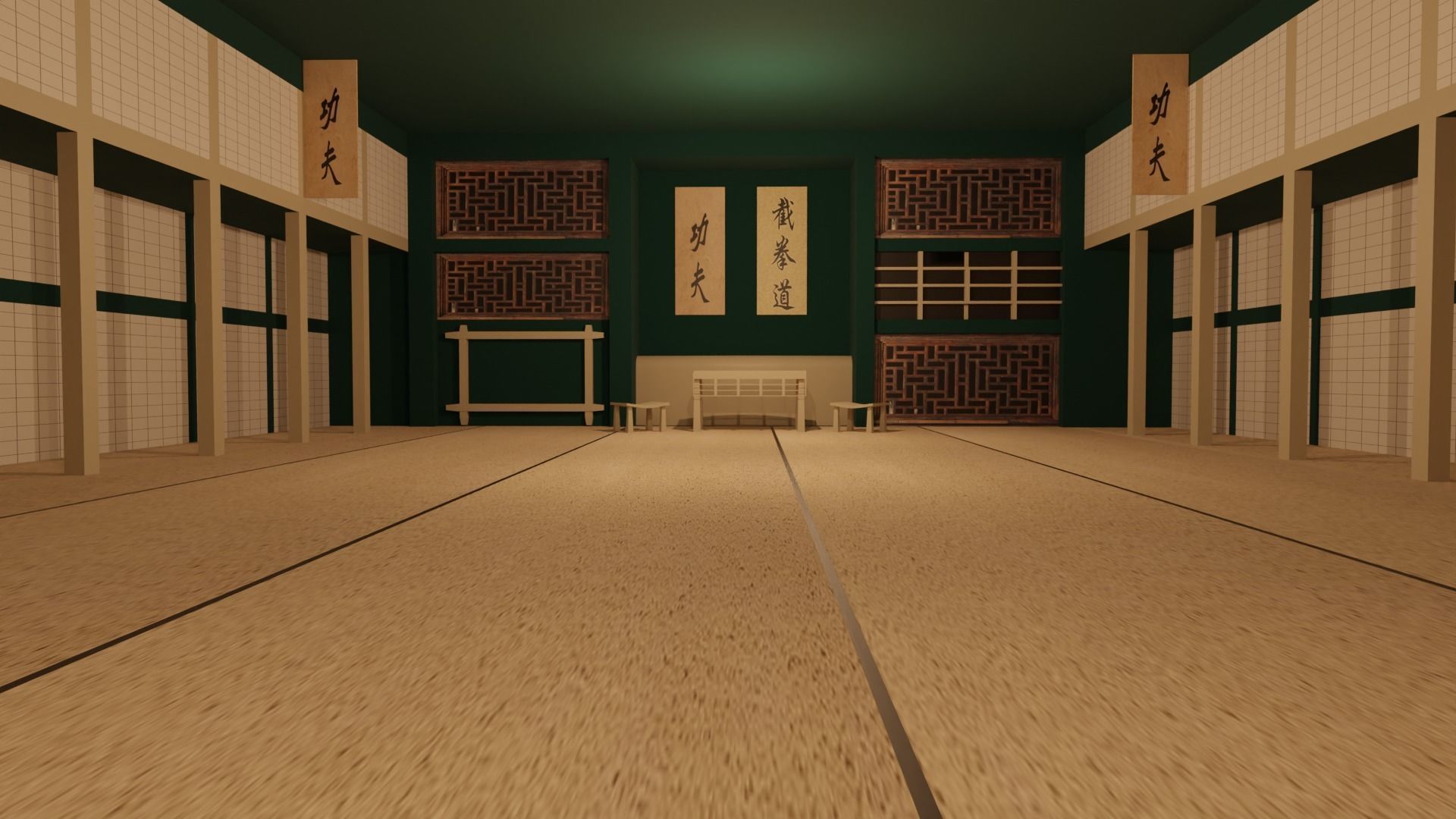 Kung-Fu Hall Low-poly 3D model_3