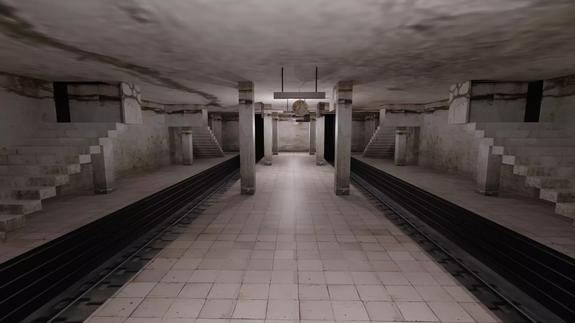 Metro Station Low-poly 3D model_0